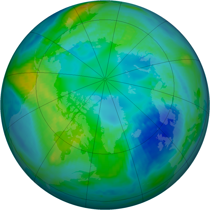 Arctic ozone map for 25 October 1983
